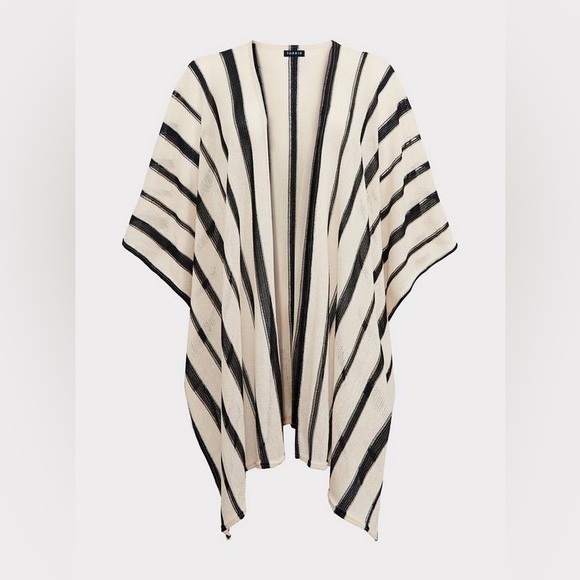 Torrid Ivory & Black Stripe Ruana cardigan - Picture 4 of 11